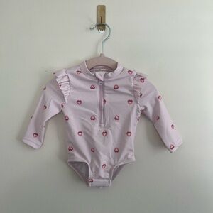 OshKosh B’gosh Pink Heart Long Sleeve Baby Swimsuit Size 3 Months Never Worn